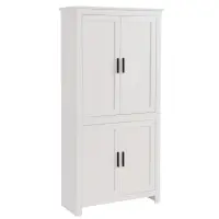 HOMCOM 64" 4-Door Modern Kitchen Pantry Cabinet with 3 Adjustable Shelves White(m-1)