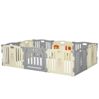 Qaba 10 Panel Baby Enclosure, Baby Playpen, Kids Play Pen Safety Gate Kids Activity Center Fence for Home Indoor w/ Toy(m-2)