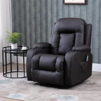 HOMCOM Luxury Faux Leather Heated Vibrating 8 Point Massage Recliner Chair with 360 Swivel and Remote, Dark Brown(m-2)