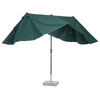 Outsunny 15ft Outdoor Twin Patio Umbrella Garden Double-Sided Market Parasol Sun Shelter with Crank Green(m-5)