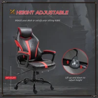 Vinsetto Racing Style Gaming Chair Ergonomic High Back Computer Office Chair PU Leather with 360° Swivel Rocking Adjustable Height Padded Armrest Red(m-4)
