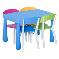 HOMCOM Kids Plastic Table and Chair Set Children's Activity Desk for Art Dining Study Toddler Furniture Cartoon Pattern, Multicolor(m-8)