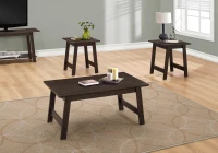 Monarch 3 Piece Modern Minimalist Wood-Look Coffee Table / Two Matching End Tables Set - Cappuccino(m-2)