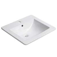 Kleankin 21.25"x 18.25" Bathroom Vessel Sink Modern Under Counter Bathroom Basin Ceramic Vanity Art Basin - White(m-1)