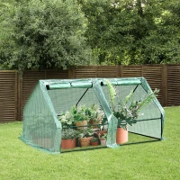 Outsunny 6' x 3' x 3' Mini Greenhouse with Zippered Doors & Roll-up Windows, Portable Plant Hot House with Durable PE Cover, Water Resistant, UV Protected for Outdoor Flowers, Vegetables, Green(m-2)