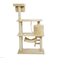 Pawhut 55Inch Cat Climbing Tree Condo Kitten Scratching Post Sisal Activity Center Beige(m-5)