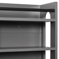 HOMCOM Wall-Mounted Floating Storage Shelf with 4 Storage Units and 4 Dual Hooks, Grey(m-7)