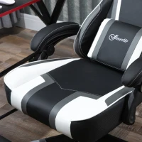 Vinsetto High Back Gaming Chair, Racing Style Ergonomic Computer Desk Chair with Adjustable Height, Retractable Footrest, Headrest and Lumbar Support, Grey(m-11)