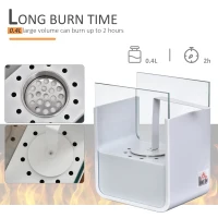 HOMCOM Ethanol Fireplace, 7.75" Tabletop 0.10 Gal, Stainless Steel, Burns up to 2 Hours, White(m-7)