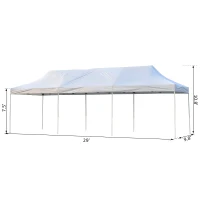 Outsunny 29'x10' Pop Up Party Tent Foldable Garden  Event Canopy Outdoor Activity Sun Shade Shelter Easy Portable with Wheeled Carrying Bag White(m-3)