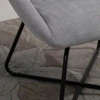 HOMCOM Modern Accent Chair Leisure Fabric Mid Back Chair Livingroom Funiture with X-Shaped Metal Frame and Curved Back, Grey/Black(m-14)