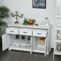 HOMCOM Buffet Storage Cabinet for Kitchen Entryway with 2 Cabinets and 3 Drawers, Adjustable Shelves, White(m-8)