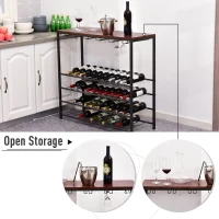 HOMCOM Industrial 40 Bottles Wine Rack w/ Stemware Storage Wood Free-standing Displayer(m-5)