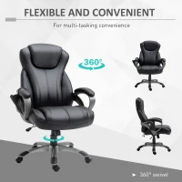 Vinsetto 4-Point Vibration Massage Executive Office Chair High Back Height Adjustable Padded Seat with Wheels, Black(m-7)