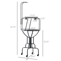 PawHut Parrot Stand Large Bird Perch Stand with Toy Hook & 3 Ladders, Parrot Perch with Easy Grip, Bird Wooden Stand, Gray(m-3)