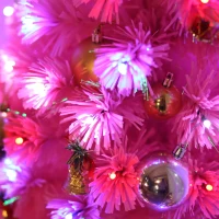 HOMCOM 4ft Fir Artificial Christmas Tree with Realistic Branches, 130 Multi-Color Fiber Optic LED Lights and 130 Tips, Pink(m-13)