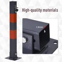 DURHAND Folding Parking Barrier With Reflective Stickers, Car Parking Space Post Lock Manual Parking Blocker Steel(m-5)