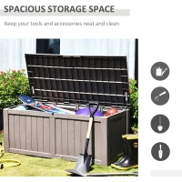 Outsunny Plastic Deck Storage Container Box Outdoor Garden Bench Patio Furniture 77 Gal with Handles, Padlock Eyes, 56" x 26" x 24"(m-4)