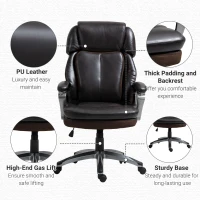 Vinsetto High Back Executive Chair Computer Ergonomic Task Seat PU Leather Swivel Chair for Office with Padded Armrests, Adjustable Height, Brown(m-7)