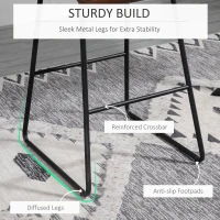 HOMCOM 30" Industrial Bar Stool, PU Leather Barstool with Footrest, Upholstered Armless Pub Height Chair, Brown / Black(m-5)