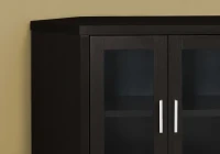 Monarch 42" Wood Grain-Look Space Saving Glass Cabinet Door Corner Console TV Stand - Cappuccino Brown Finish(m-4)