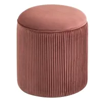 HOMCOM 15'' Small Padded Ottoman Foot Stool with Wrinkle Fabric Design, Thick Sponge Padding and Solid Base, Rose Gold(m-1)
