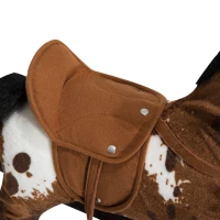 Open Box Qaba Kids Metal Plush Ride-On Rocking Horse Chair Toy with Realistic Sounds - Light Brown / White(m-8)