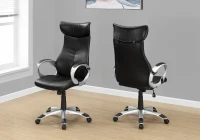 Monarch Contemporary Ergonomic Faux Leather Swivelling Executive Office Chair - Black / Silver(m-2)