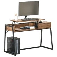 HOMCOM Compact Computer Desk Workstation for Modern Office Study Writing with Drawer Storing Box, Home Furniture, Natural(m-2)