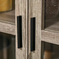 HOMCOM Accent Sideboard, Serving Storage Buffet Cabinet with 2 Open Components, Glass Door Coffee Bar Cabinet and Adjustable Shelf, Oak(m-14)