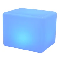 Outsunny 16RGB Colors Rechargeable LED Cube Stool Light with Remote Control & IP54 Waterproofing for Indoor/Outdoor Use(m-1)