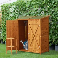 Outsunny 54.75''x29.5''x63'' Garden Storage Shed Asphalt Roof Wooden Timber Double Door Utility Storage House w/ Movable Shelf & Fixed Fittings, Natural(m-1)