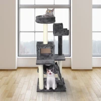 Pawhut Classic Cat Tree Cond Climber Furniture Kitty Scratching Toys House Grey(m-1)