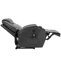 HOMCOM Electric Power Massage Recliner Chair PU leather w/ 8-Point Vibration Waist Heating, USB Port, Dark Grey(m-12)