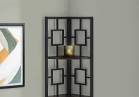 Monarch 62" H Transitional Decorative 4-Tier Corner Etagere Bookcase - Espresso / Black Metal(m-3)