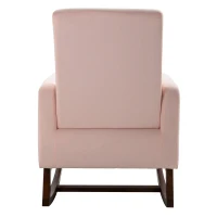 HOMCOM Accent Lounge Rocking Chair with Solid Curved Wood Base and Linen Padded Seat, Pink(m-12)