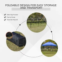 Outsunny 12' x 12' Garden Foldable Pop Up Gazebo Tent with Roller Bag & Vent Outdoor Party Wedding Canopy, Blue(m-7)