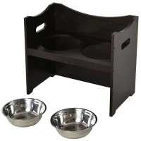 PawHut Raised Elevated Pet Bowls Stainless Steel Bowl Adjustable Dog Bowl Platform(m-4)
