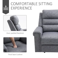 HOMCOM Modern Recliner Chair Linen Fabric Single Sofa Home Theater Seating with Overstuffed Armrest and Back, Grey(m-4)