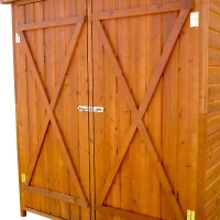 Outsunny 54.75''x29.5''x63'' Garden Storage Shed Asphalt Roof Wooden Timber Double Door Utility Storage House w/ Movable Shelf & Fixed Fittings, Natural(m-11)