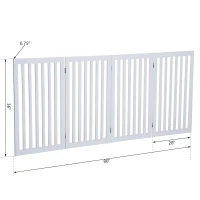 PawHut 36" 4 Panel Wooden Folding Indoor Pet Dog Gate Freestanding Safety Fence White(m-3)