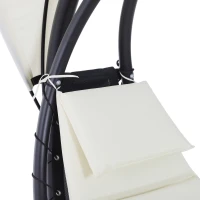 Outsunny Outdoor Patio Porch Hanging Sky Swing Chair dream chair lounger hammock with Stand and Waterproof Canopy – Cream & Black(m-8)