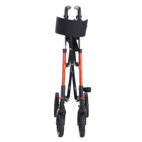 HOMCOM Aluminum Transport Rollator Walker 1-Step Open W/ Adjustable Seat  Bag  Crutch Holder(m-9)