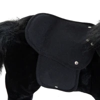 Qaba Kids Interactive Plush Mechanical Walking Ride On Horse Toy with Wheels - Black(m-12)
