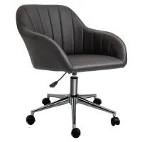 Vinsetto Mid Back Home Office Chair Computer Desk Chair with PU Leather, Adjustable Height, Swivel Wheels for Study, Bedroom, Brown(m-1)