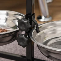 PawHut Adjustable Elevated Dog Bowls, Stainless Steel Dog Double Bowls with H-Base Raised Bowl Stand for Dogs Cats, 22.5"H(m-9)