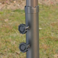 Outsunny Patio Umbrella 15' Steel Rectangular Outdoor Double Sided Market with base, UV Sun Protection & Easy Crank for Deck Pool Patio, Wine Red(m-15)