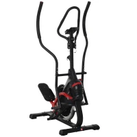 Soozier Stationary Elliptical Cross Trainer Magnetic Resistance Exercise Bike Two-way Cardio Fitness Workout Machine with Flywheel & LCD Digital Monitor Display Phone Holder, for Home Office Gym Black(m-8)