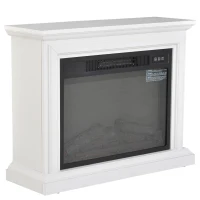 HOMCOM 31" W x 24.5" H Electric Fireplace Mantel TV Stand, Media Console Center Cabinet with Remote Control, White(m-9)