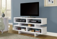 Monarch 48" Contemporary Wood Grain-Look Open Concept Shelf Storage TV Stand Console - White Finish(m-2)